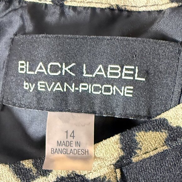 Black Label by Evan Picone Sheeth Dress & Jacket Black Leopard Print Size 14 - Picture 2 of 14